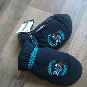 KIDS CHARLOTTE HORNETS BOYS GLOVES MITTEN WINTER VINTAGE 00S Y2K L6‎
